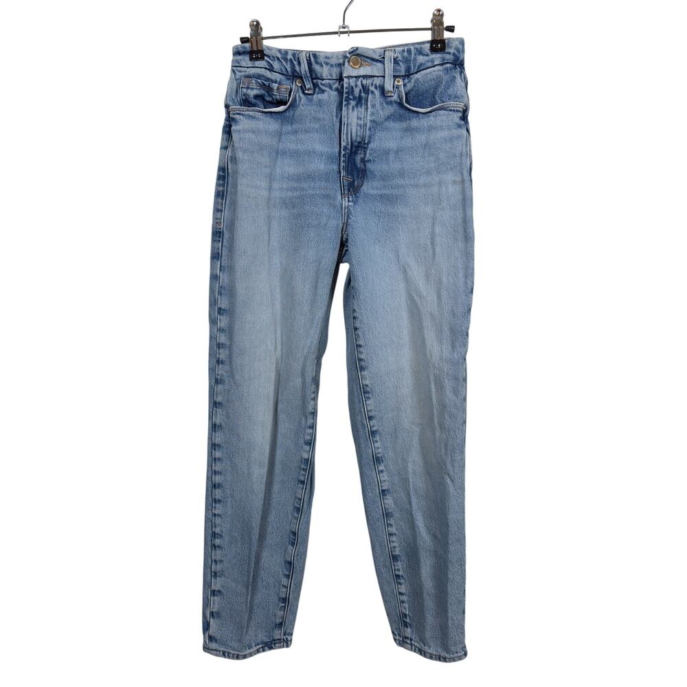 Good American Good Mom Jeans Womens 00/24 Blue High Rise Stretch Cropped